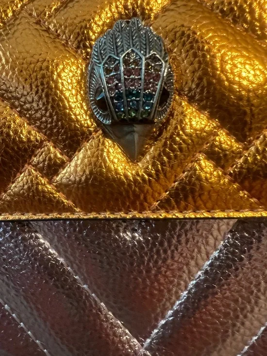 Kurt Geiger Metallic Gold and Rose Quilted Leather Crossbody Bag - Picture 2 of 10